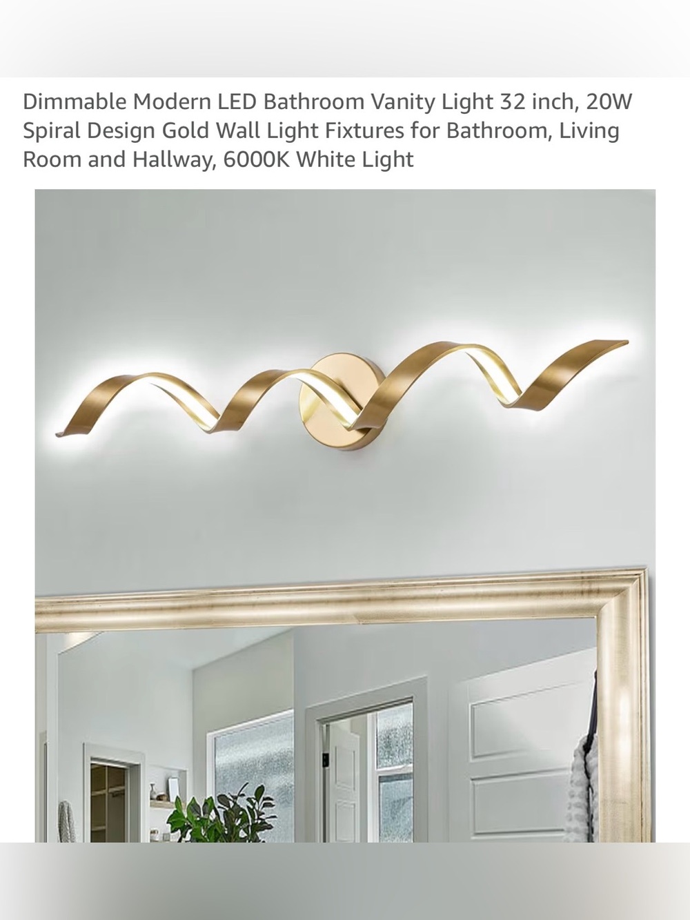 Amazon Light Gold Ribbon LED Vanity Light